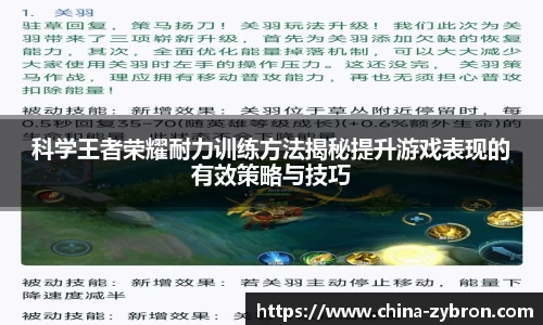科学王者荣耀耐力训练方法揭秘提升游戏表现的有效策略与技巧